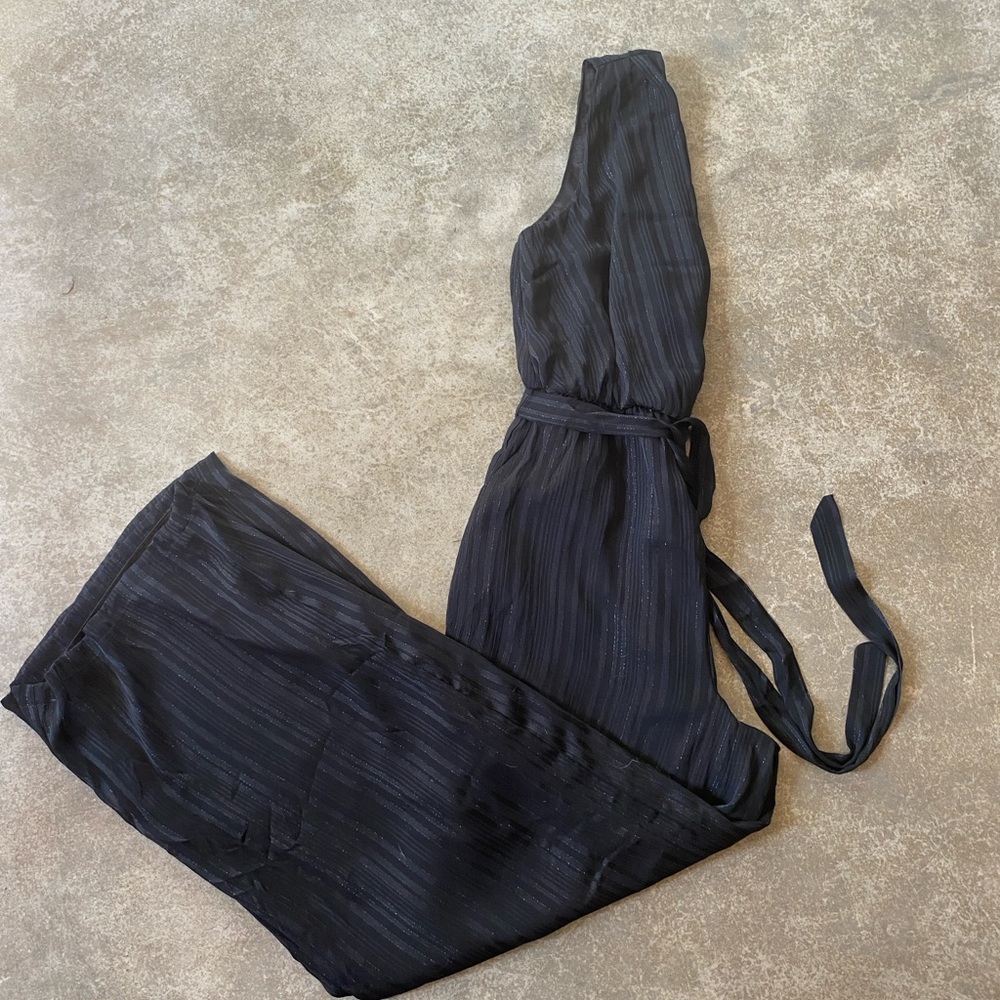 Lulu's Midnight Black Jumpsuit Cross-front Onesie
